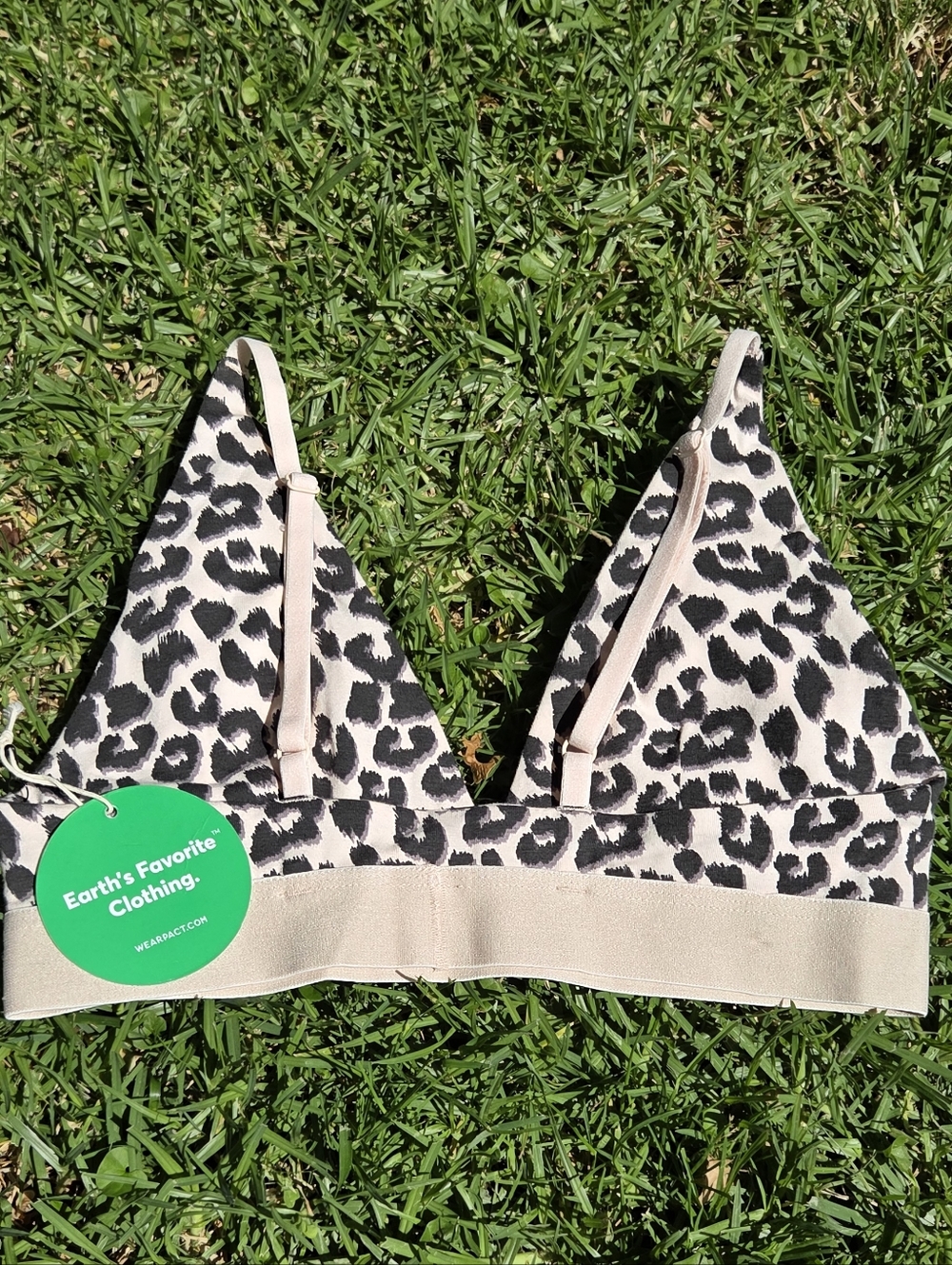 NWT- Pact Black & Cream Leopard Triangle Bralette - Picture 3 of 4